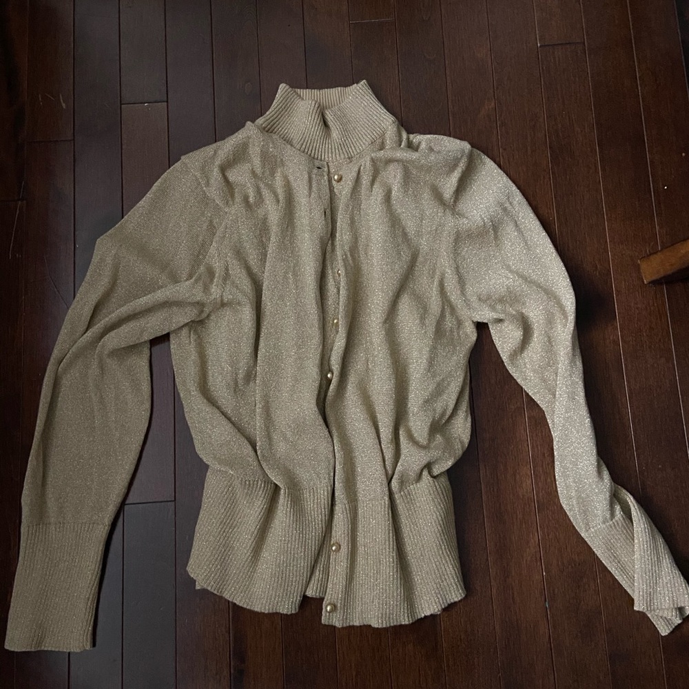 Liz Claiborne Cardigan Top Set Gold